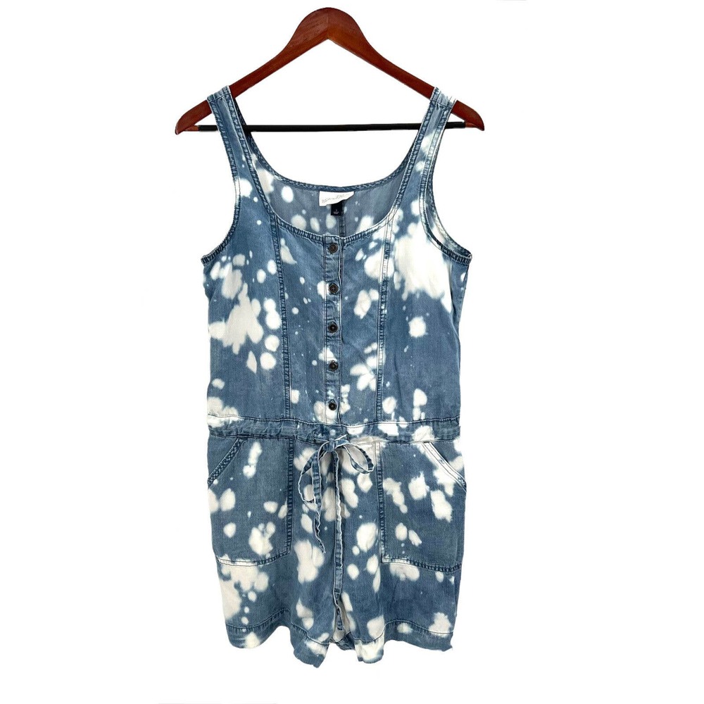 Universal Thread Custom Bleach Dye Chambray Denim Romper